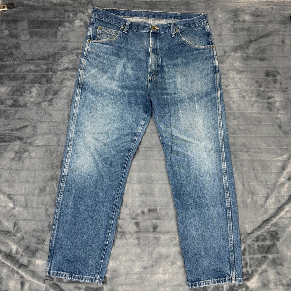 Wrangler Rugged Wear Mens Relaxed Fit Straight Leg Jeans Blue Denim 35x29